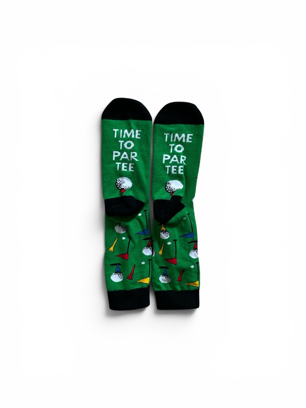Novelty Golf Crew Socks - Green "Time to Par Tee"